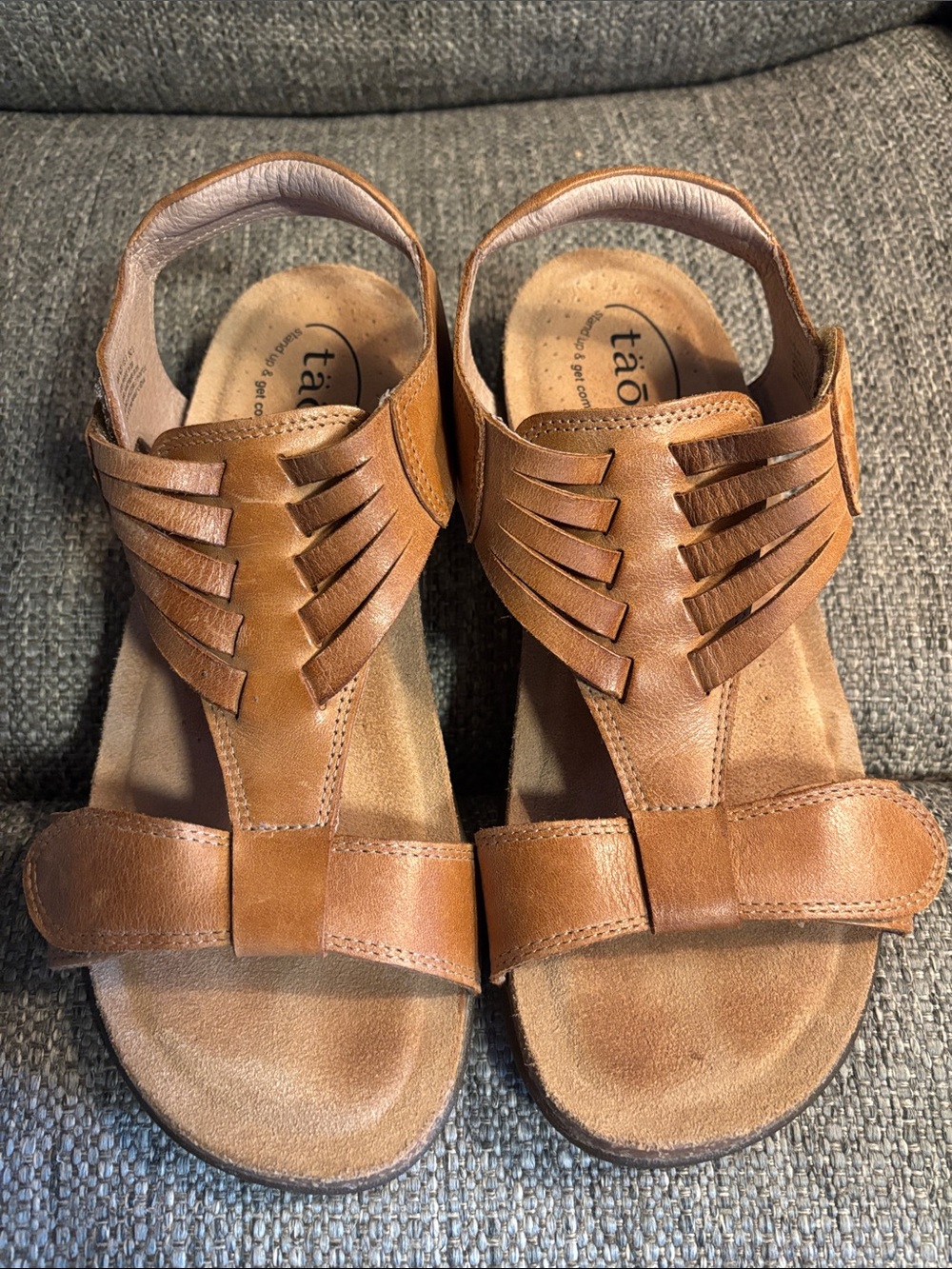 Taos Brown Leather Slingback Sandals